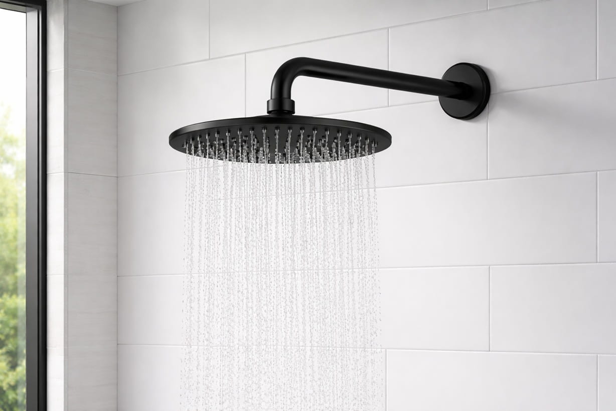 Luxury matte black shower system installation